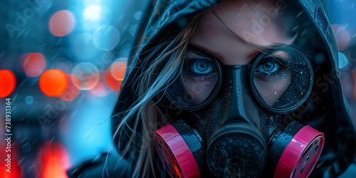 woman with gas mask