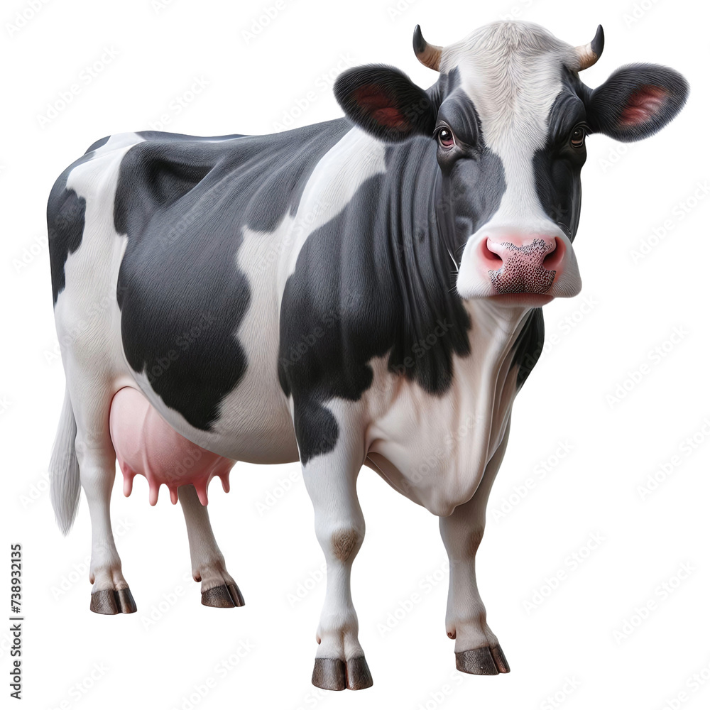 Portrait of a Holstein Cow, cut out.