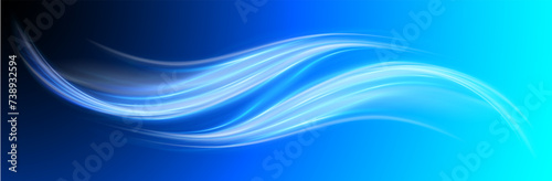Soft blue curved lines of fresh smell. 3D vector glossy waves. Waves showing a stream of clean fresh air.