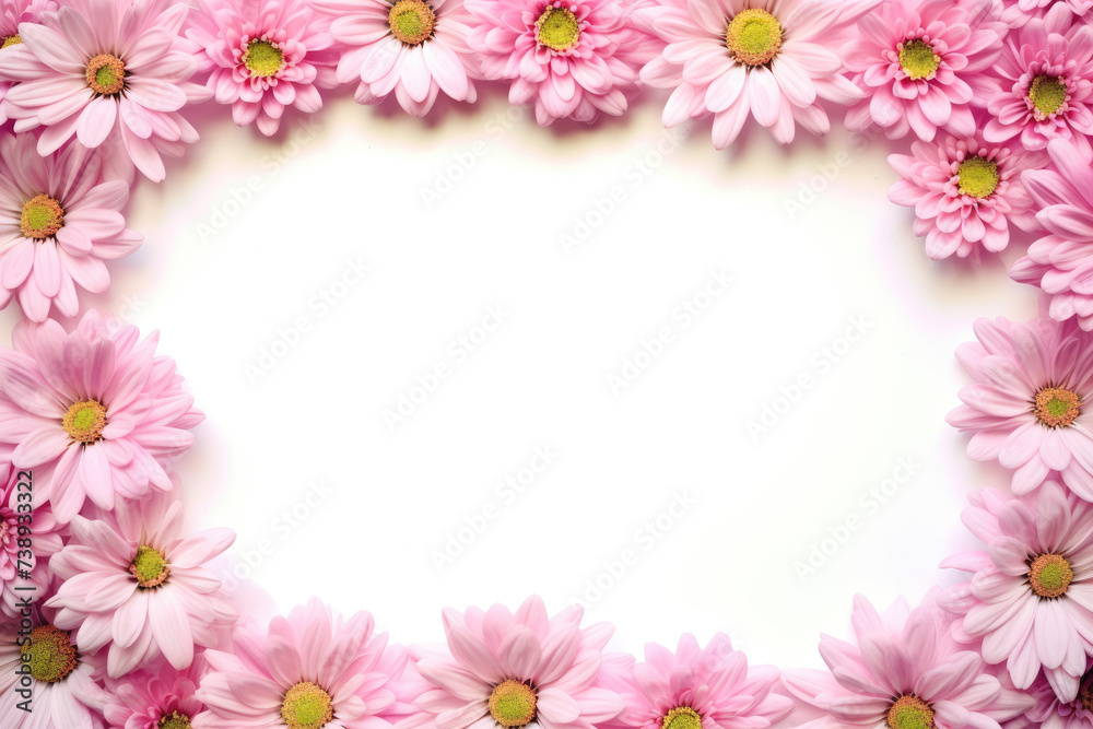Frame from pink flower isolated on white background. Generative AI Frame from pink flower isolated on white background. Generative AI