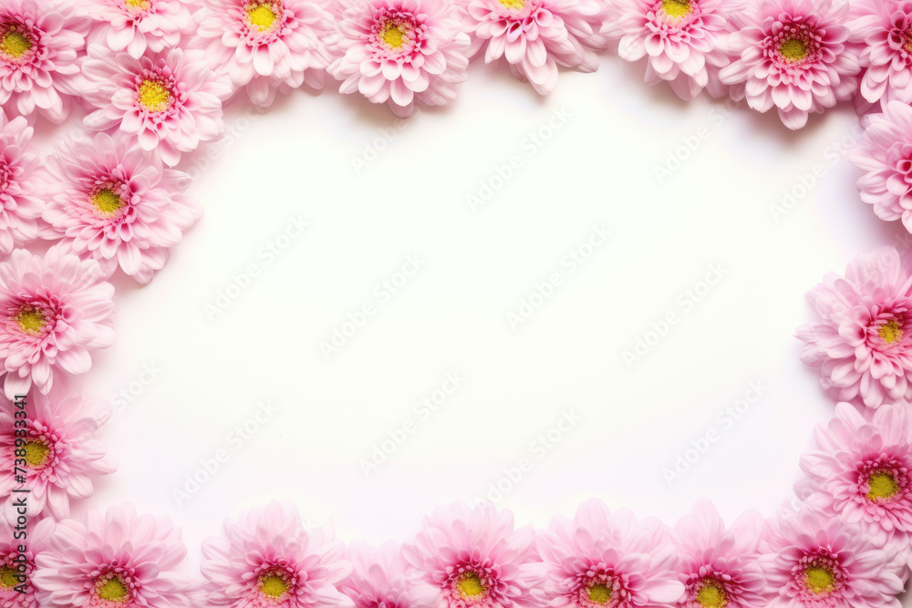 Frame from pink flower isolated on white background. Generative AI Frame from pink flower isolated on white background. Generative AI