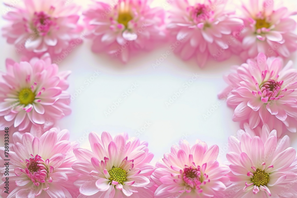 Frame from pink flower isolated on white background. Generative AI