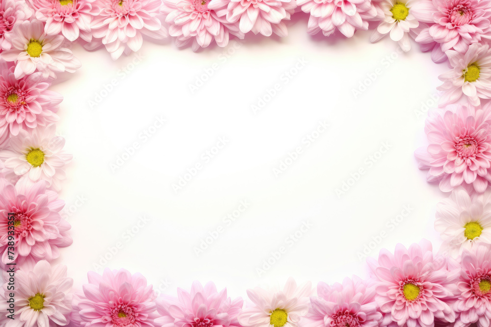 Frame from pink flower isolated on white background. Generative AI