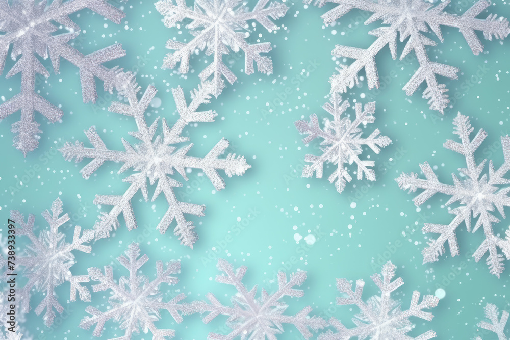 Snowflake background. Christmas. Generative AI.