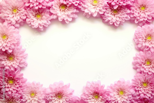 Frame from pink flower isolated on white background. Generative AI