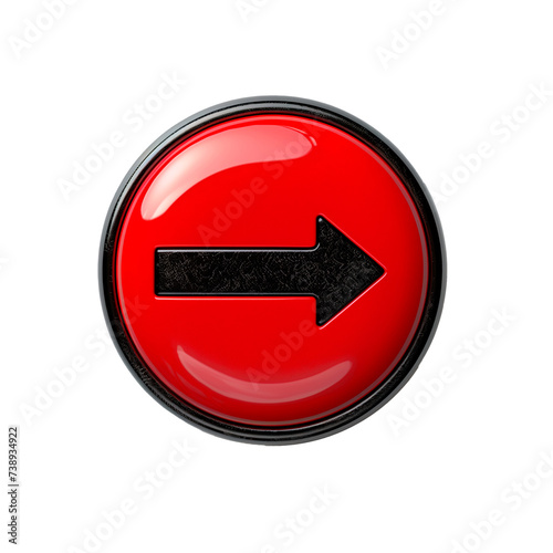 Round red button with black arrow and chrome-plated frame 2