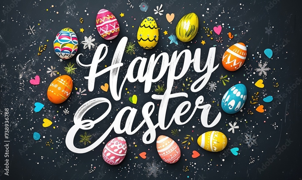 Colorful Easter eggs with 