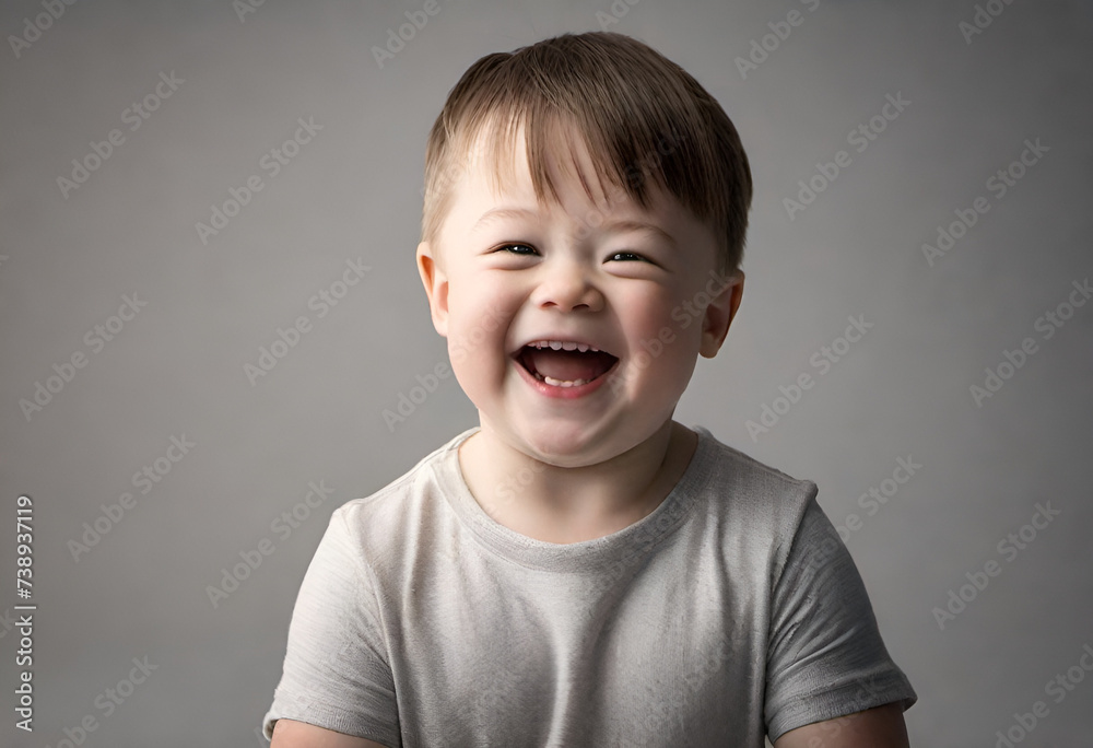 kid with down syndrome on minimal background kid with down syndrome on minimal background
