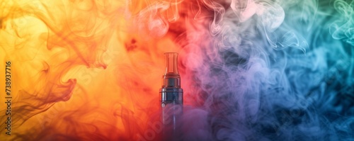 Abstract colorful vape. Electronic cigarette with smoke photo
