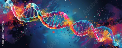 3d DNA Structure on Abstract Background photo
