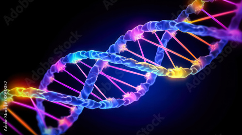 A 3D illustration of a blue DNA structure isolated against a background, representing genetics, science, and molecular biology.