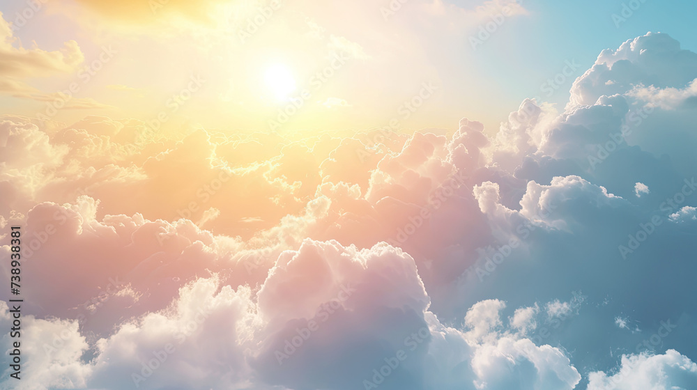 Sky Cloud Sun Light Overlays Natural Digital Background, sun rays, and clouds. - obrazy, fototapety, plakaty 