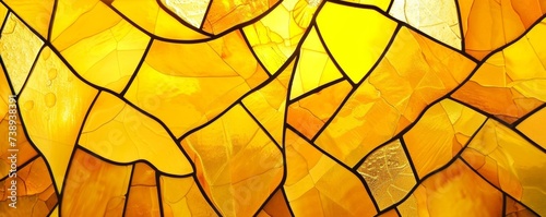 Close-Up of a Yellow Stained Glass Window