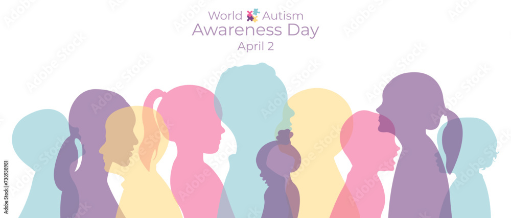 World Autism Awareness Day banner.Flat vector illustration with silhouettes of children. World Autism Awareness Day banner.Flat vector illustration with silhouettes of children.