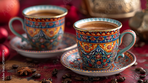 Black coffee in traditional Turkish cup