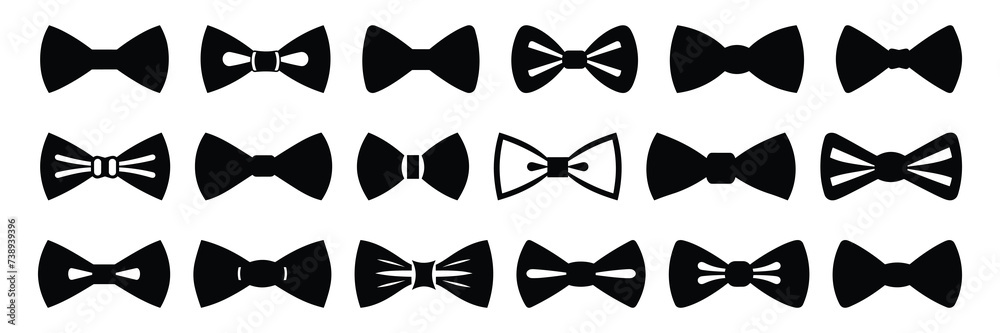 Bow tie silhouettes set, large pack of vector silhouette design, isolated white background Bow tie silhouettes set, large pack of vector silhouette design, isolated white background