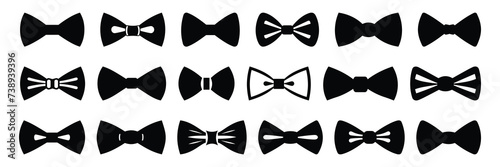 Bow tie silhouettes set, large pack of vector silhouette design, isolated white background photo