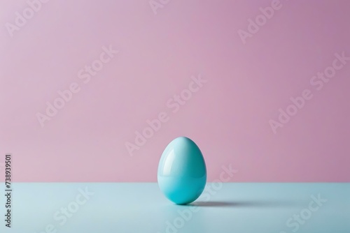 Minimalist Pastel Pink Background with Single Pastel Blue Egg