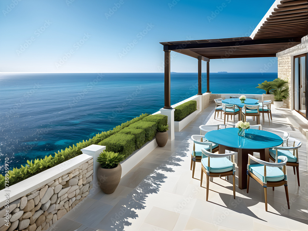 Mesmerizing Summer Vista: Azure Waters and Clear Sky as Breathtaking Sea Backdrop Mesmerizing Summer Vista: Azure Waters and Clear Sky as Breathtaking Sea Backdrop