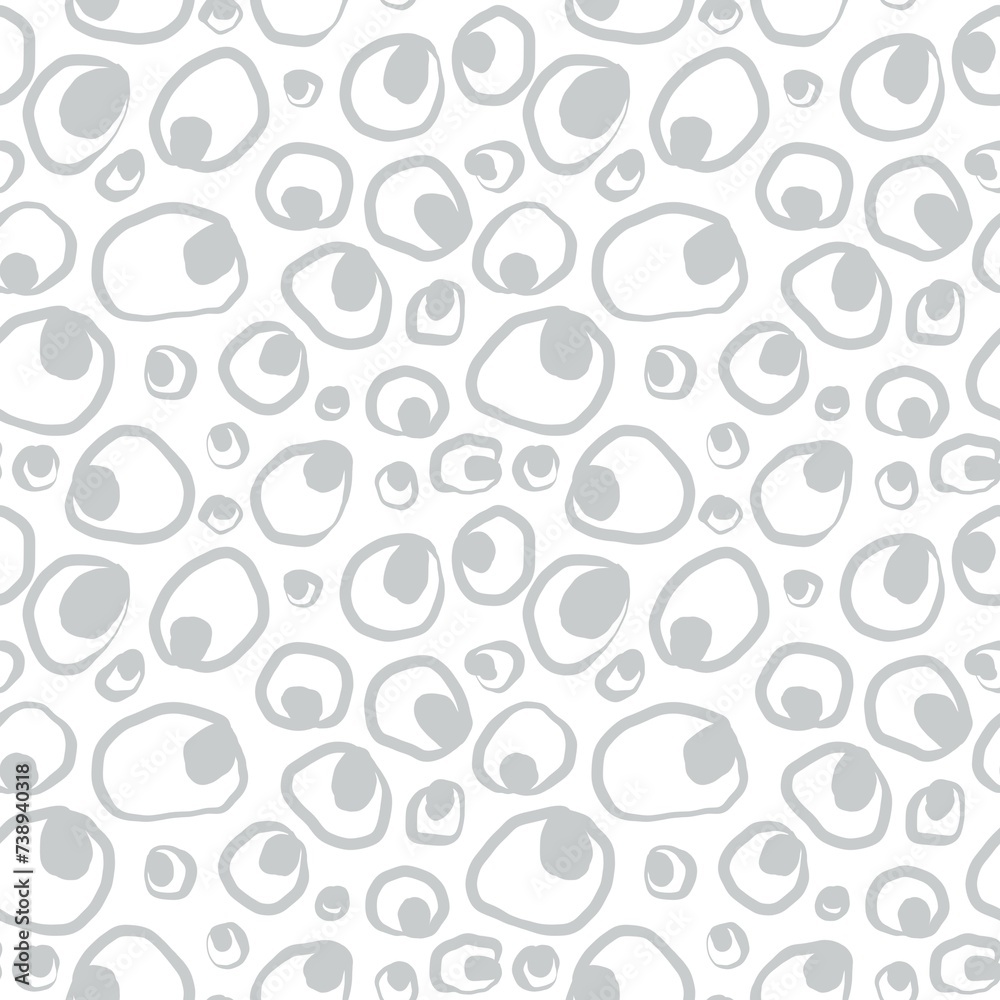 Seamless abstract textured pattern. Simple background grey, white texture. Circles, dots. Digital brush strokes background. Design for textile fabrics, wrapping paper, background, wallpaper, cover