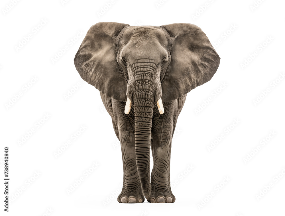 Obraz premium Large African Elephant isolated on white transparent background, png