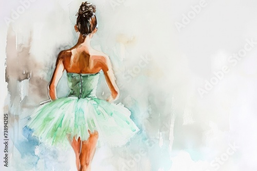 a painting of a ballerina in a turquoise tutu