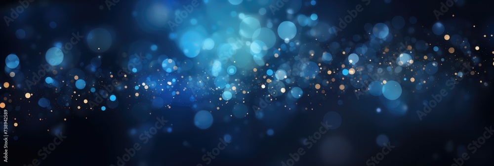 Luxury Dark Blue Banner with Bokeh Lights. Modern Shine Background for Free Text Space Luxury Dark Blue Banner with Bokeh Lights. Modern Shine Background for Free Text Space
