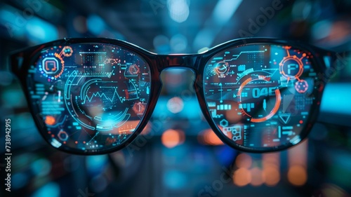 Pair of Digital Eyeglasses with AI Symbols