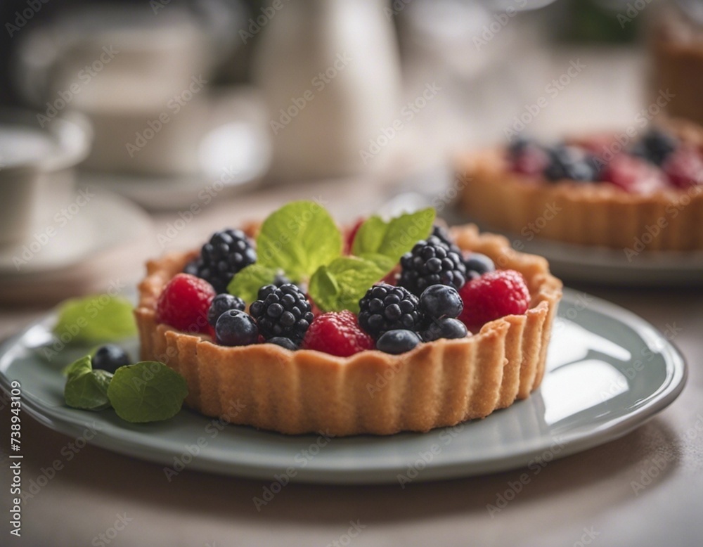 Delicious Berry Tart with Fresh Berries and Green Leaves
Delicious Berry Tart with Fresh Berries and Green Leaves