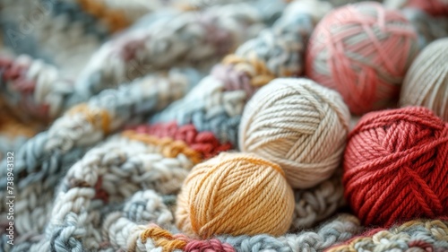 Craft Knitting Hobby Background with Yarn in Natural Colors