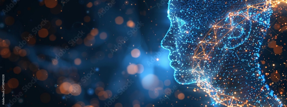 Abstract Digital Human Head with Glowing Particles Abstract Digital Human Head with Glowing Particles