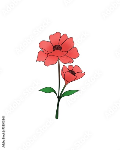 line art drawing of flowers, minimalism sketch, idea for invitation, design o...