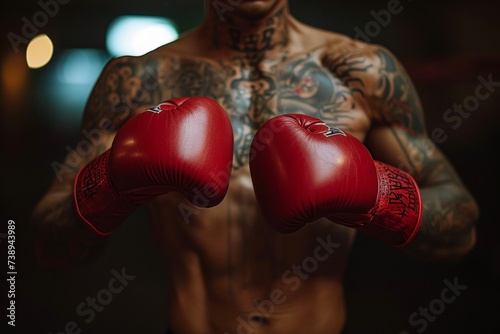 Boxing Fighter with Japanese-Style Tattoos