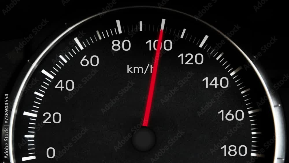 Car Speedometer Needle hitting One Hundred and Twenty Kilometer Per Hour, 4K Footage. Car speeding concept backdrop Car Speedometer Needle hitting One Hundred and Twenty Kilometer Per Hour, 4K Footage. Car speeding concept backdrop