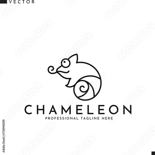 Abstract chameleon logo. Outline style 