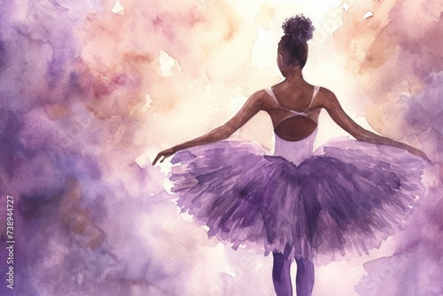 a painting of a ballerina in a violet tutu © Anna