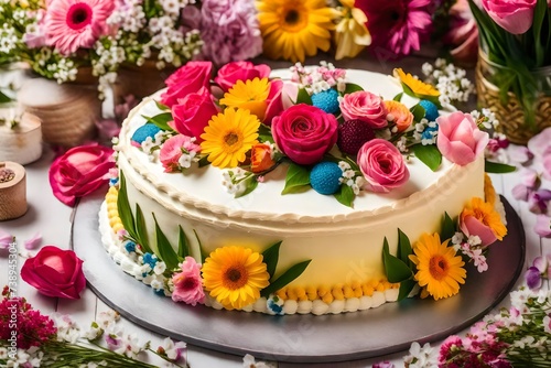 cake decorated with flowers © SAJJAD