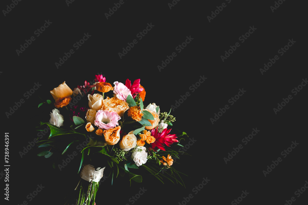 A bouquet is a collection of flowers in a creative arrangement, used widely in weddings, the symbolism depends on the types of flowers used and culture. Wedding bouquet 