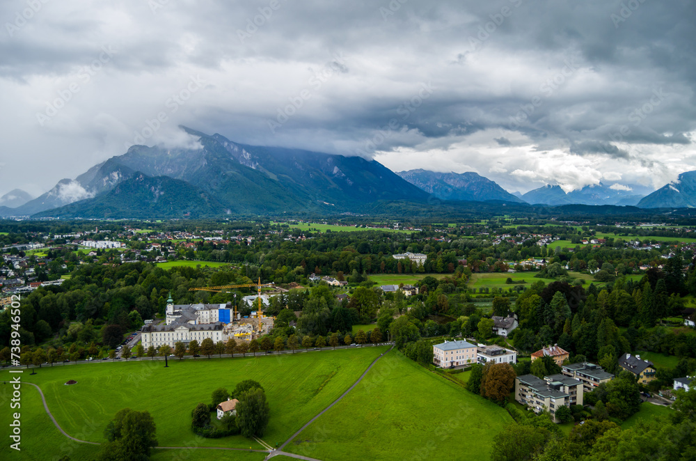 Fototapeta premium View of mountains from Salzburg, Austria
