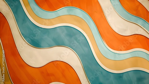 retro striped background with orange, beige and tan photo