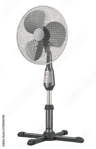 Standing Pedestal Electric Fan. 3D rendering isolated on transparent background