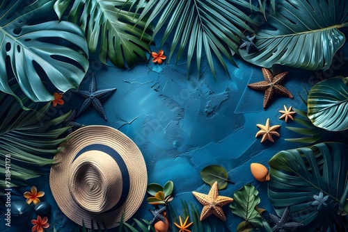 Background image with objects related to summer vacations