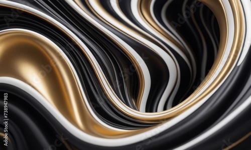 a black and gold abstract painting wallpaper with white and black swirl_6