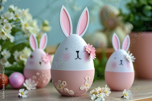 Easter Bunny with Eggs: Creative Paper Craft for the Holiday © ЮРИЙ ПОЗДНИКОВ