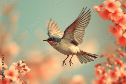 Bird in the Celestial Dance: Graceful Movement of Elastic Wings