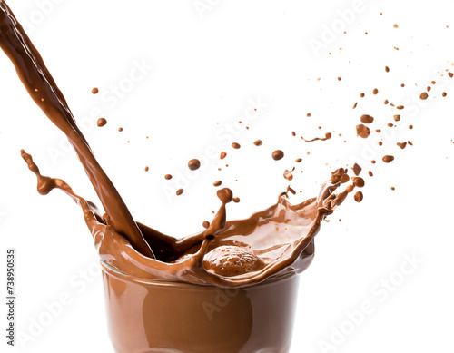 Splash kakao isoliert auf weißen Hintergrund, Freisteller