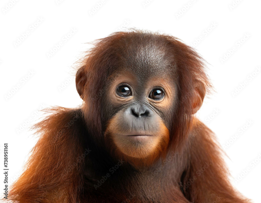 Obraz premium Orang utan baby isoliert auf weißen Hintergrund, Freisteller 