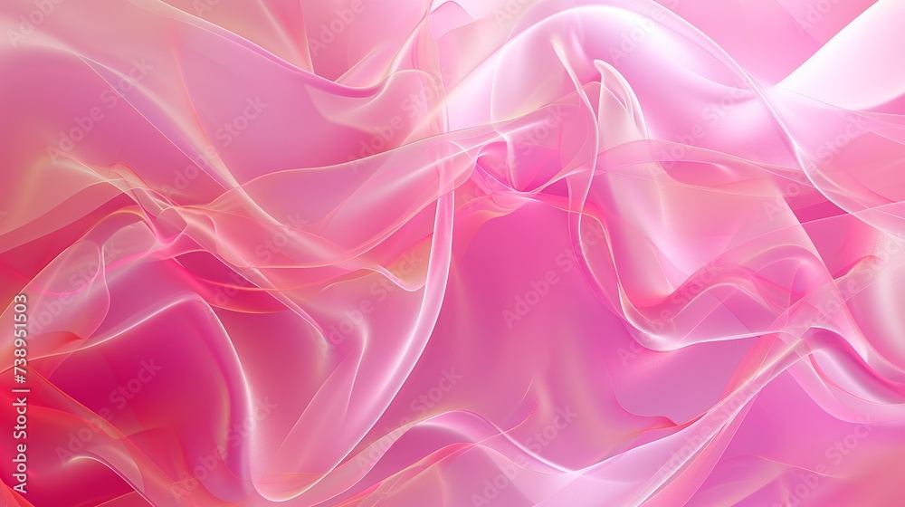 Fototapeta premium Abstract pink and white silk fabric waves, soft background texture with a fluid gradient design.