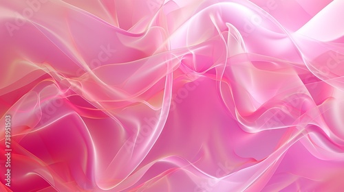 Abstract pink and white silk fabric waves, soft background texture with a fluid gradient design.