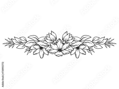 Bouquet Flower Line Art Illustration 